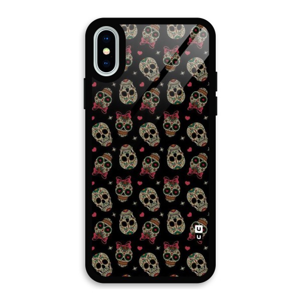 Skull Pattern Glass Back Case for iPhone XS
