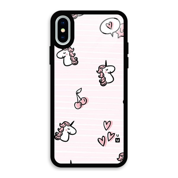 Strawberries And Unicorns Glass Back Case for iPhone XS