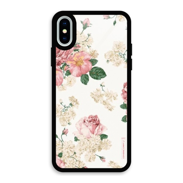 Vintage Floral Pattern Glass Back Case for iPhone XS