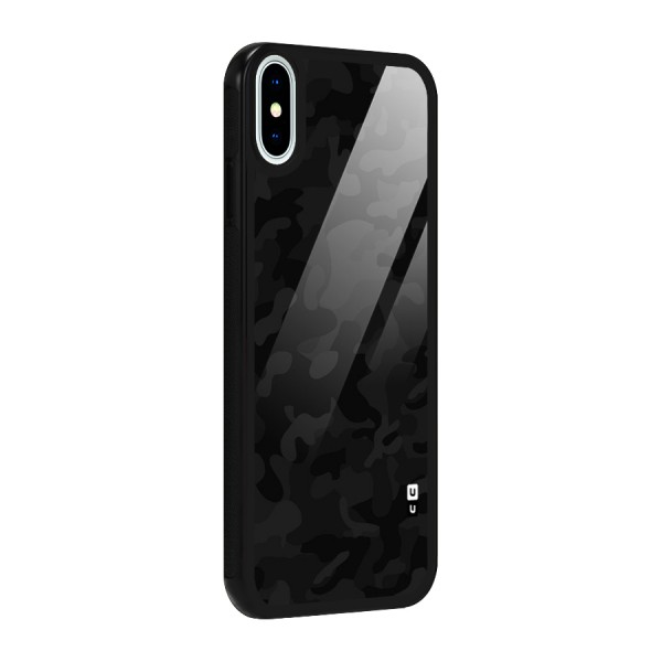 Black Camouflage Glass Back Case for iPhone XS