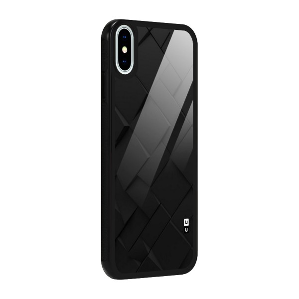 Black Elegant Design Glass Back Case for iPhone XS