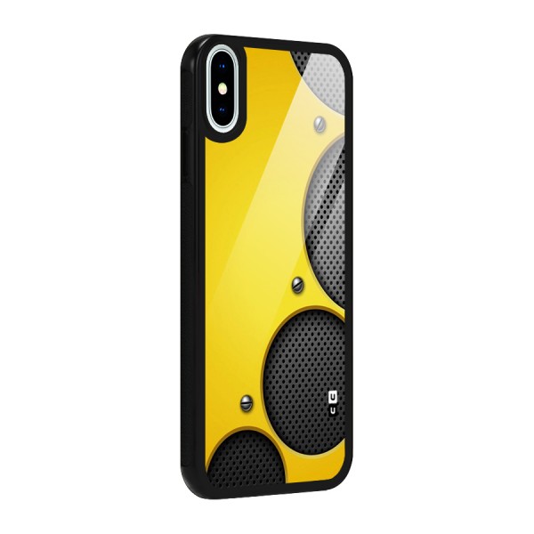 Black Net Yellow Glass Back Case for iPhone XS