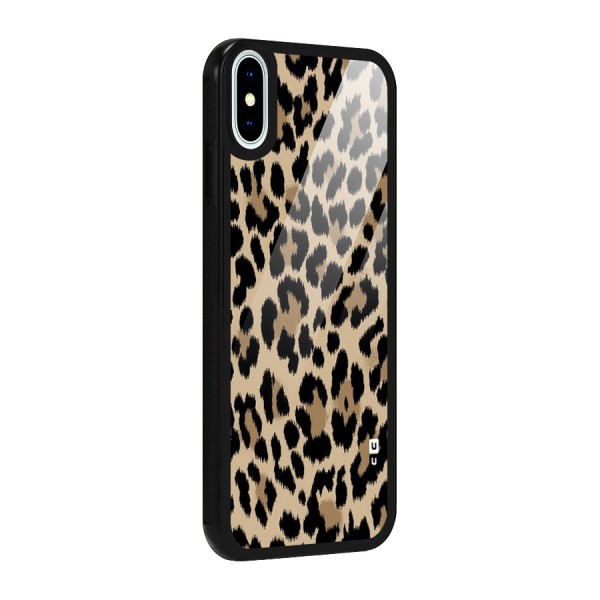 Brown Leapord Print Glass Back Case for iPhone XS