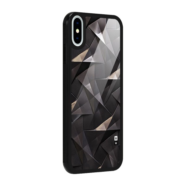 Carved Triangles Glass Back Case for iPhone XS