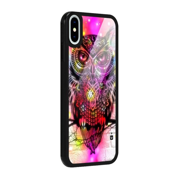 Colourful Owl Glass Back Case for iPhone XS