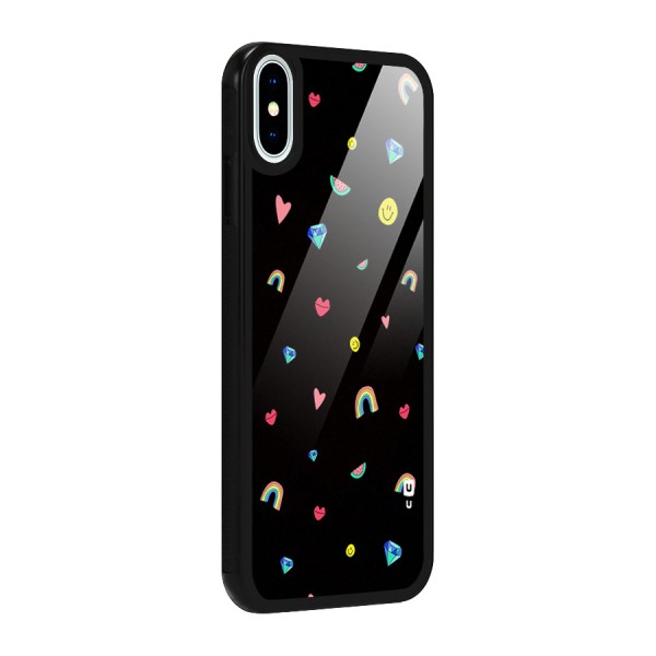 Cute Multicolor Shapes Glass Back Case for iPhone XS