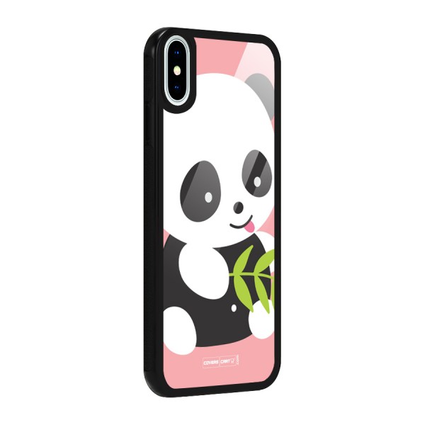 Cute Panda Pink Glass Back Case for iPhone XS