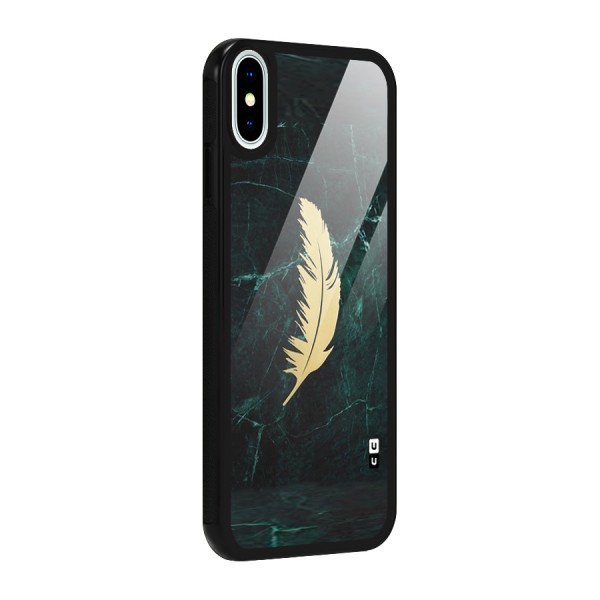 Golden Feather Glass Back Case for iPhone XS