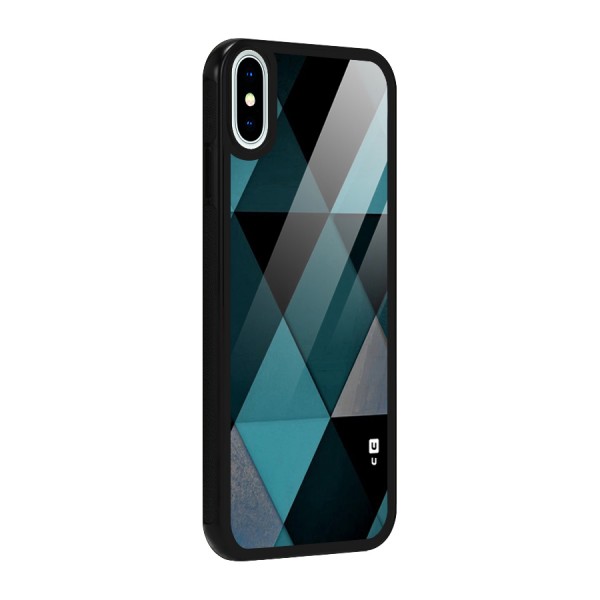 Green Black Shapes Glass Back Case for iPhone XS