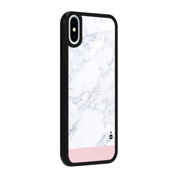 Pink White Merge Marble Glass Back Case for iPhone XS