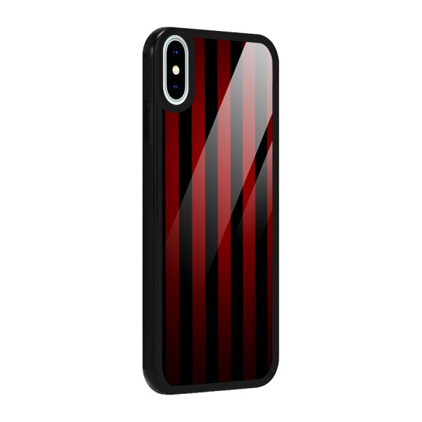 Red Black Stripes Glass Back Case for iPhone XS