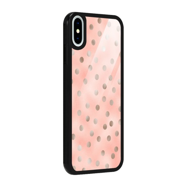 RoseGold Polka Dots Glass Back Case for iPhone XS