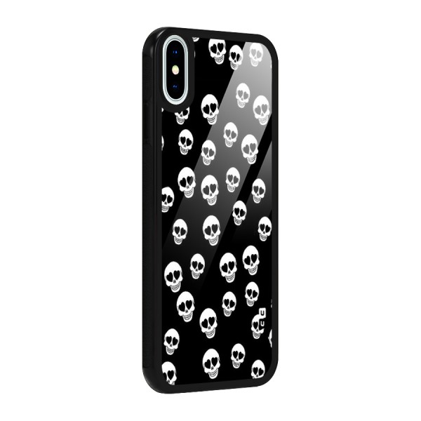 Skull Heart Glass Back Case for iPhone XS