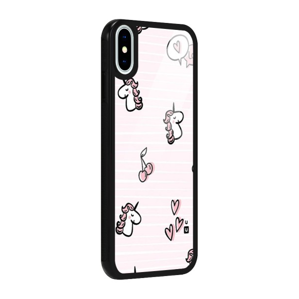 Strawberries And Unicorns Glass Back Case for iPhone XS