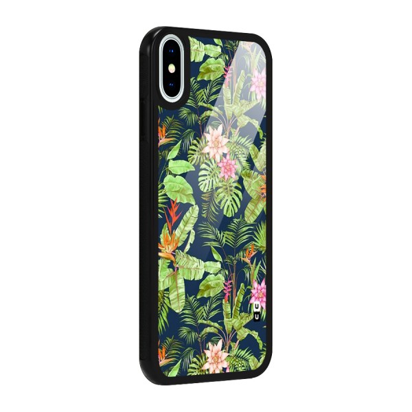 Tiny Flower Leaves Glass Back Case for iPhone XS