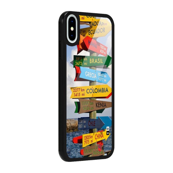 Travel Directions Glass Back Case for iPhone XS