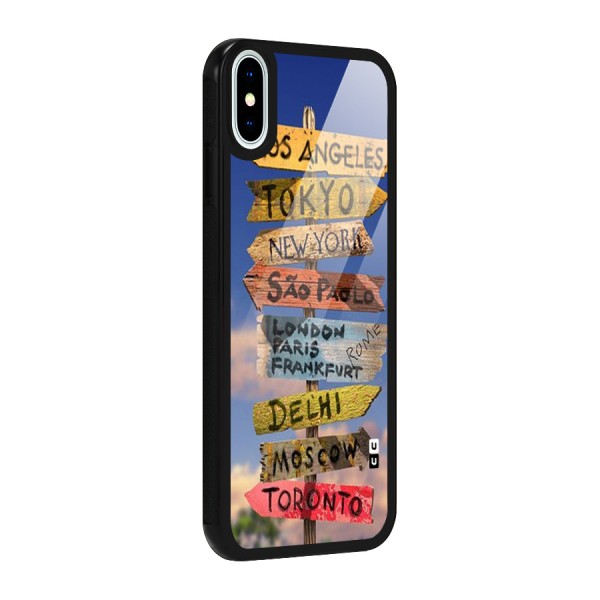 Travel Signs Glass Back Case for iPhone XS