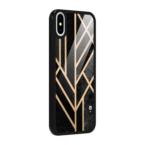 Tri Lines Gold Glass Back Case for iPhone XS