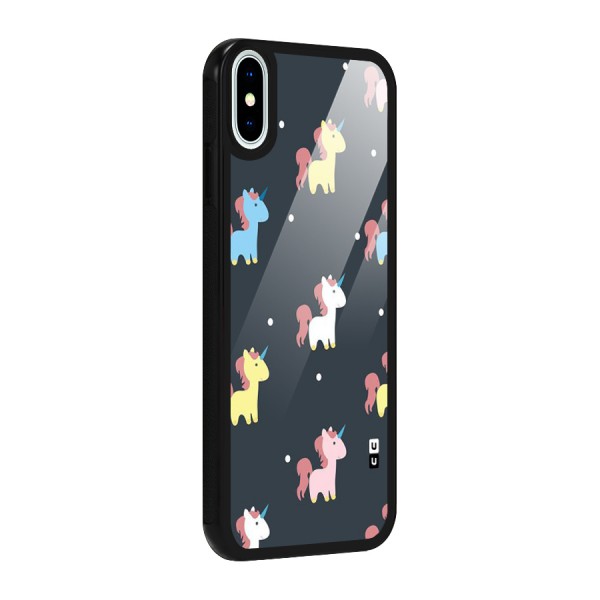 Unicorn Pattern Glass Back Case for iPhone XS