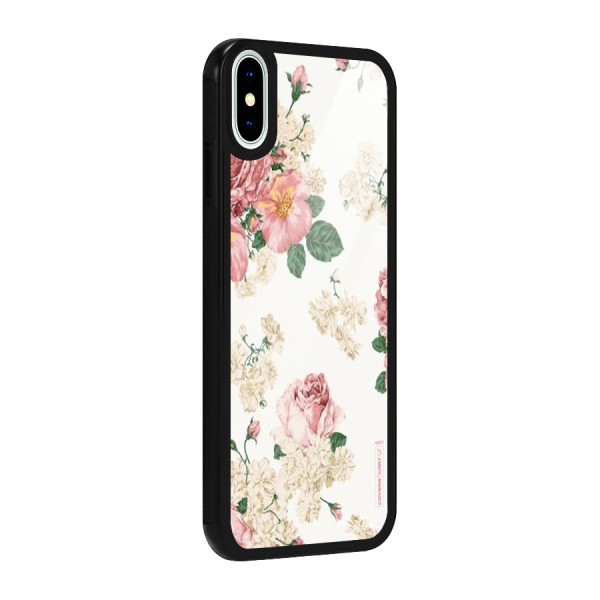 Vintage Floral Pattern Glass Back Case for iPhone XS