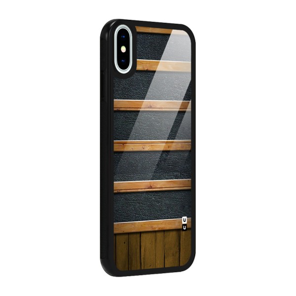 Wood Design Glass Back Case for iPhone XS