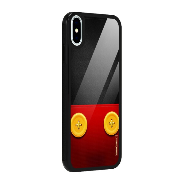 Yellow Button Glass Back Case for iPhone XS