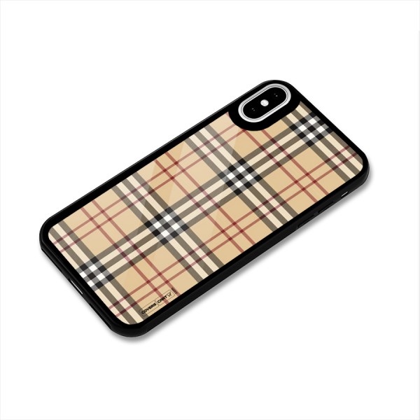 Beige Check Glass Back Case for iPhone XS
