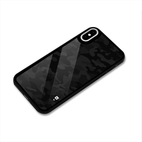 Black Camouflage Glass Back Case for iPhone XS