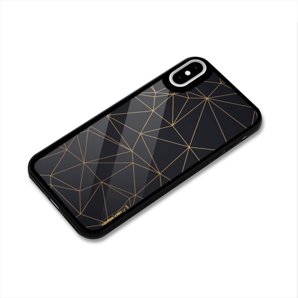 Black Golden Lines Glass Back Case for iPhone XS