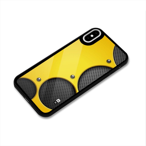 Black Net Yellow Glass Back Case for iPhone XS