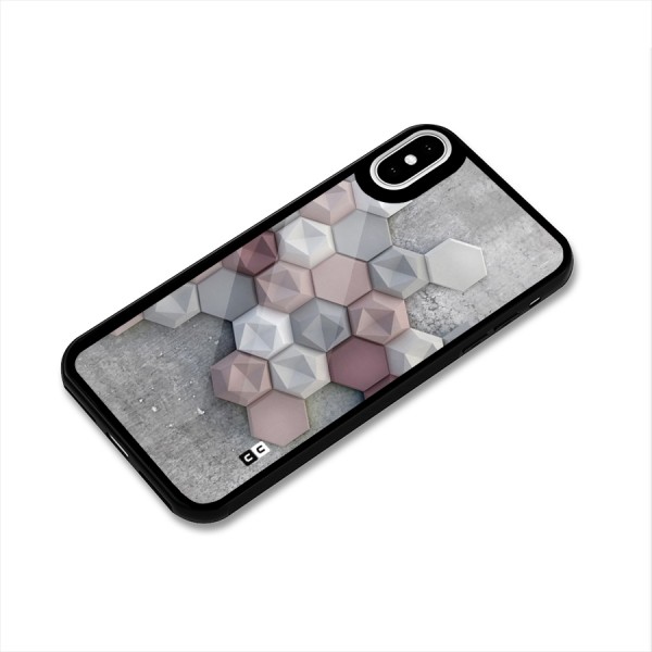 Cute Hexagonal Pattern Glass Back Case for iPhone XS