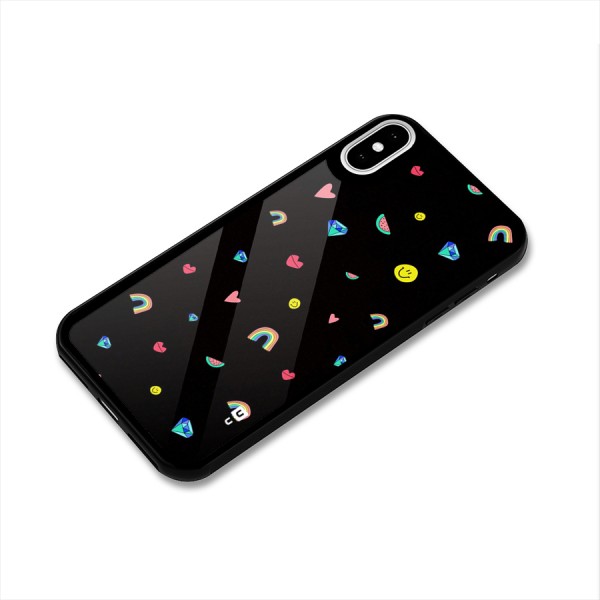 Cute Multicolor Shapes Glass Back Case for iPhone XS