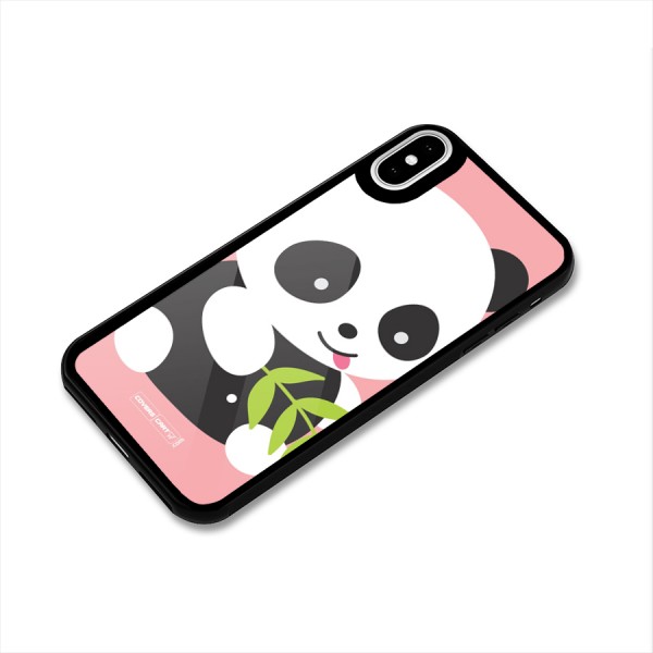 Cute Panda Pink Glass Back Case for iPhone XS