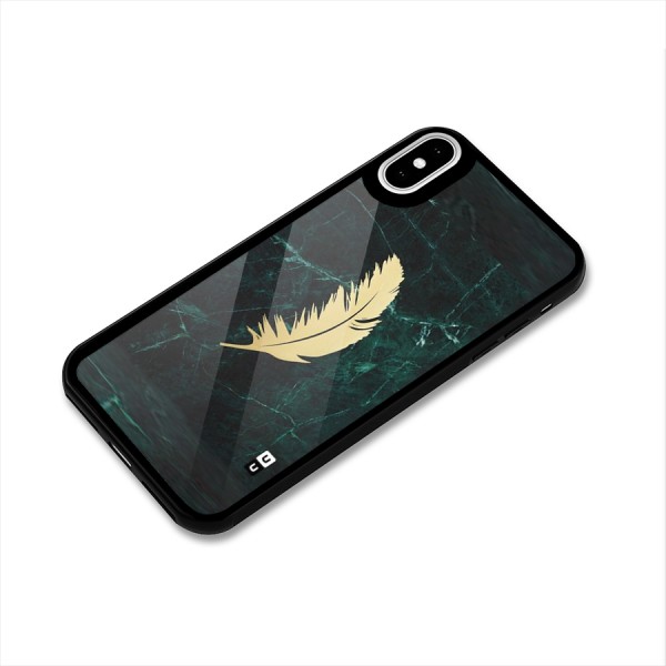 Golden Feather Glass Back Case for iPhone XS