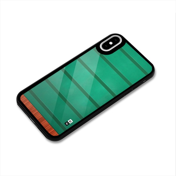 Green Wood Stripes Glass Back Case for iPhone XS