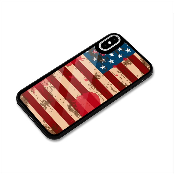 Grunge USA Flag Glass Back Case for iPhone XS