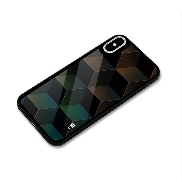Hexagonal Design Glass Back Case for iPhone XS