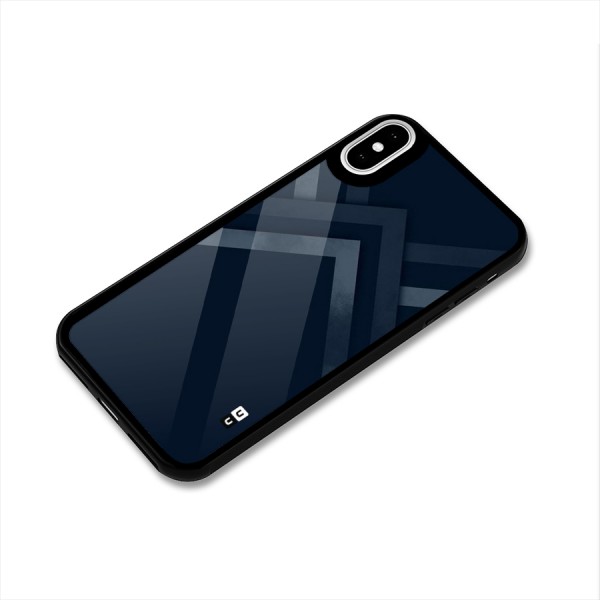 Navy Blue Arrow Glass Back Case for iPhone XS