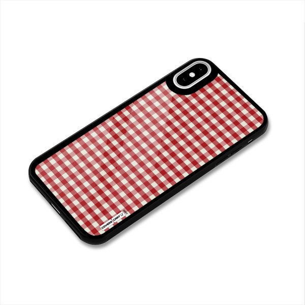 Red White Check Glass Back Case for iPhone XS
