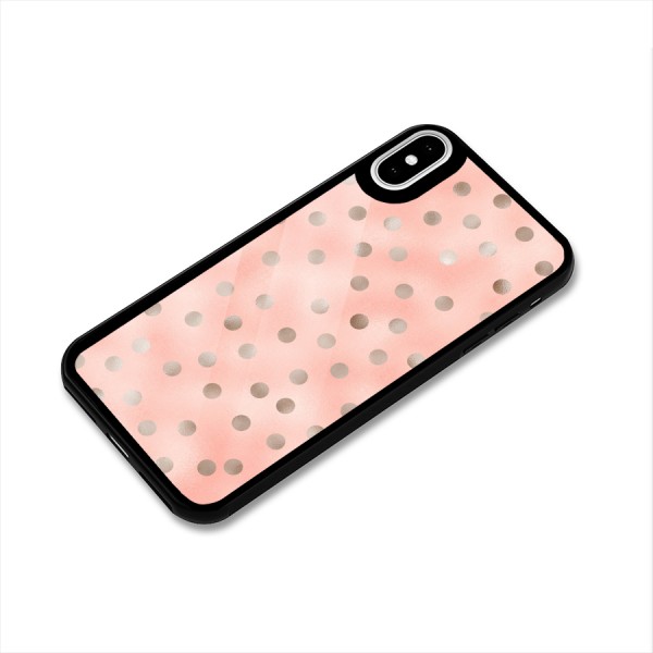 RoseGold Polka Dots Glass Back Case for iPhone XS