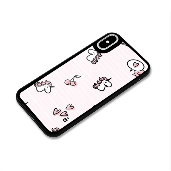 Strawberries And Unicorns Glass Back Case for iPhone XS