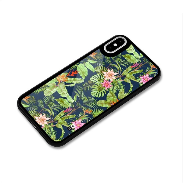 Tiny Flower Leaves Glass Back Case for iPhone XS