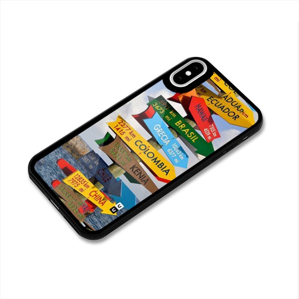 Travel Directions Glass Back Case for iPhone XS