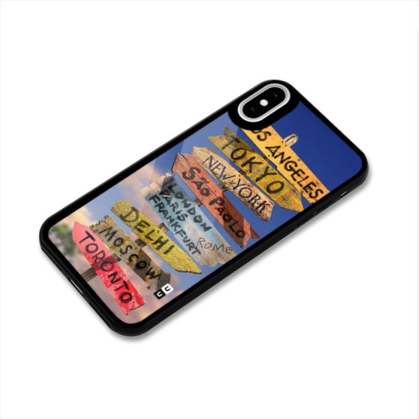 Travel Signs Glass Back Case for iPhone XS