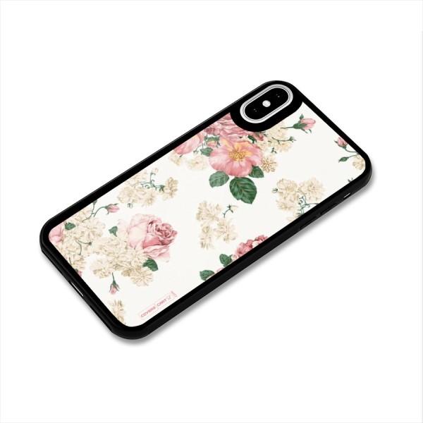 Vintage Floral Pattern Glass Back Case for iPhone XS