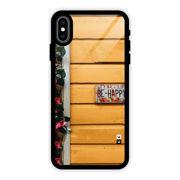 Be Happy Yellow Wall Glass Back Case for iPhone XS Max