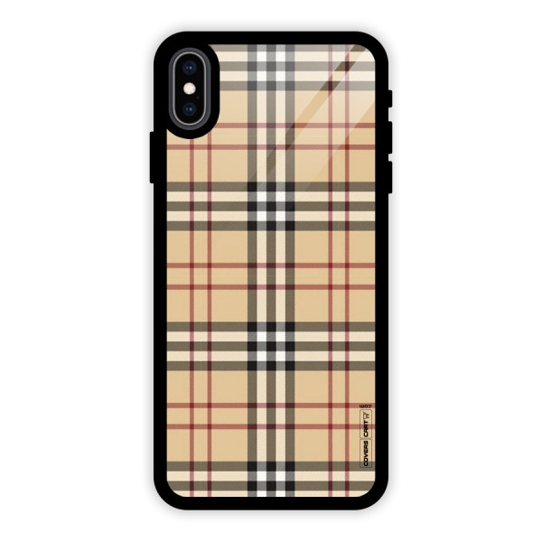 Beige Check Glass Back Case for iPhone XS Max