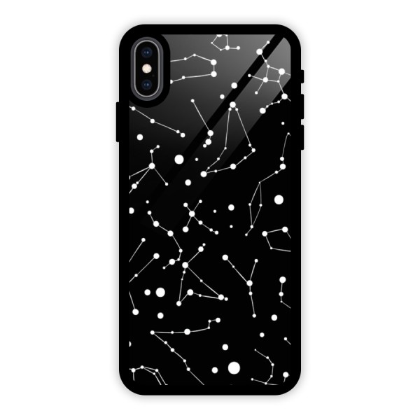 Black Constellation Pattern Glass Back Case for iPhone XS Max