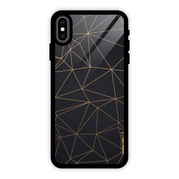 Black Golden Lines Glass Back Case for iPhone XS Max