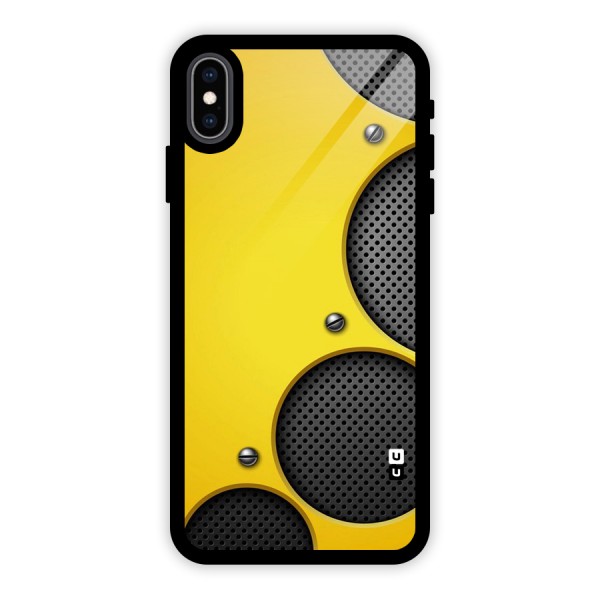 Black Net Yellow Glass Back Case for iPhone XS Max